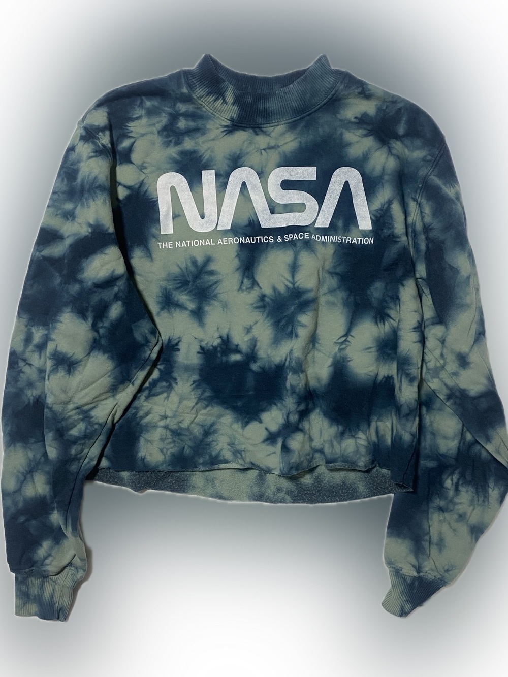 Mighty Fine Tie-Dye NASA Crewneck Sweatshirt - Blue & Cream